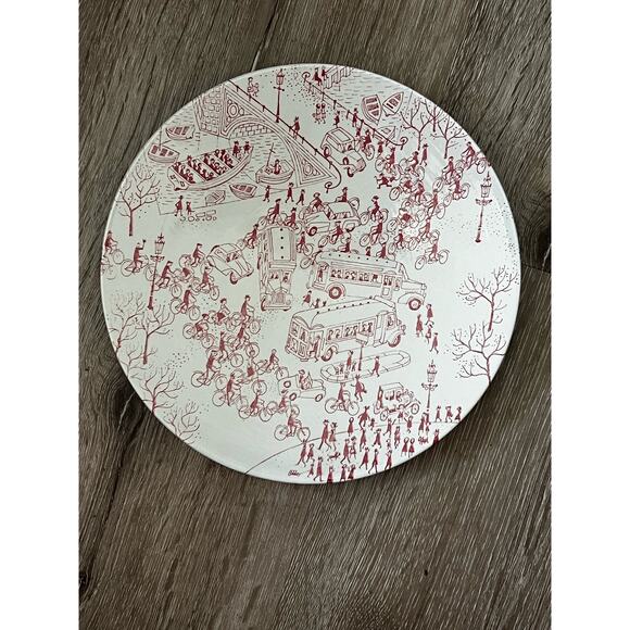 Nymolle Denmark "COPENHAGEN RUSH HOUR" 8" Plate Artist:Hoyrup Red Print